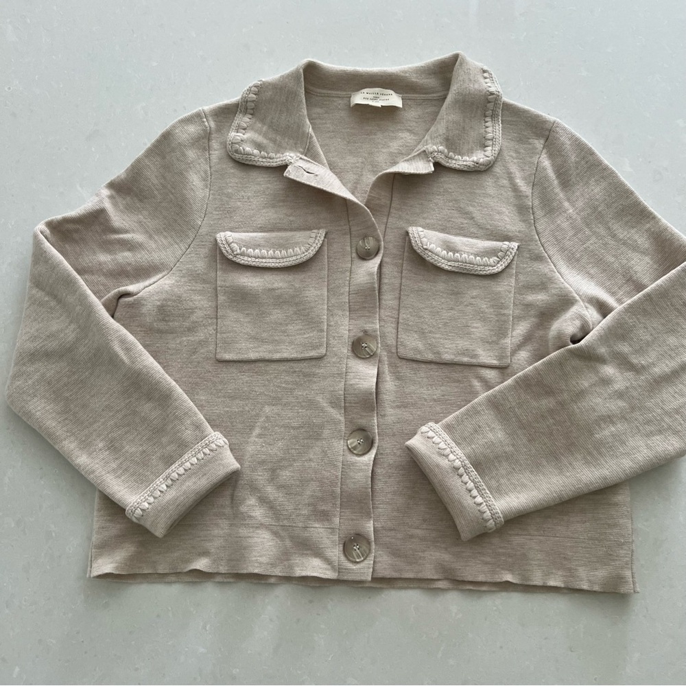 Sezane Betty cream merino wool cardigan - slightly misshapen - size XL